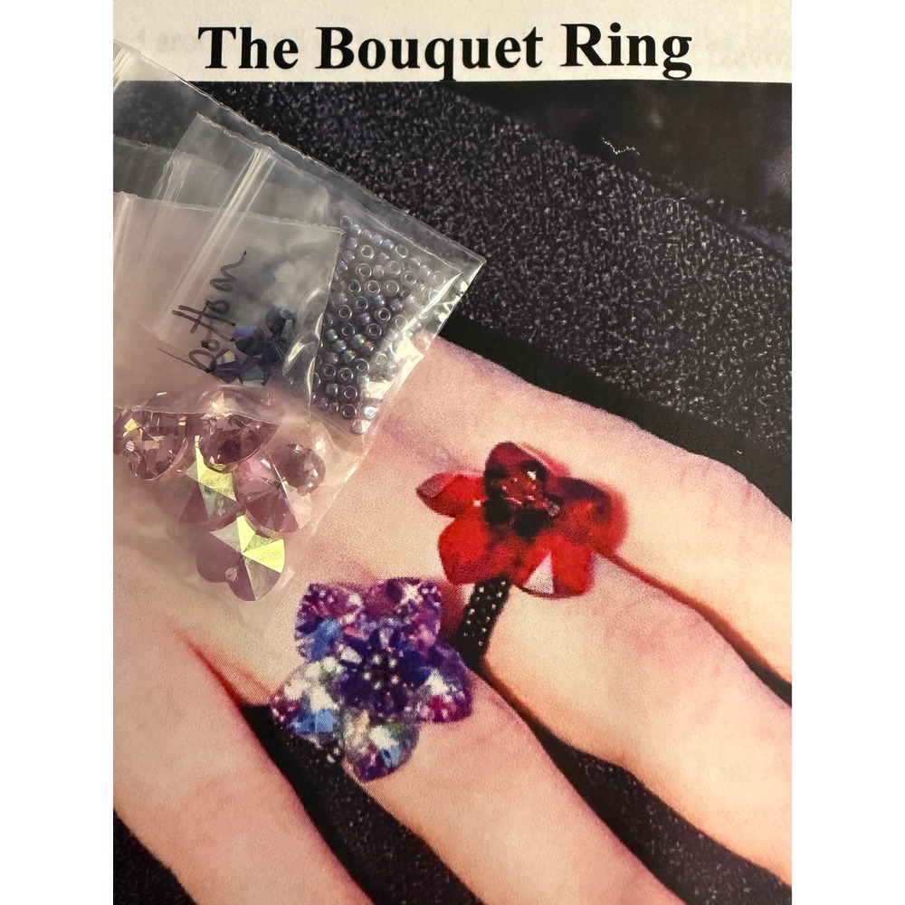 Ring Beading Kit Melinda Kimberly Bouquet Ring Purple Pink Swarovski Crystal DIY